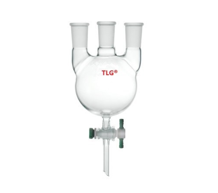 Flask, Round Bottom, 3-Neck Bottom Outlet