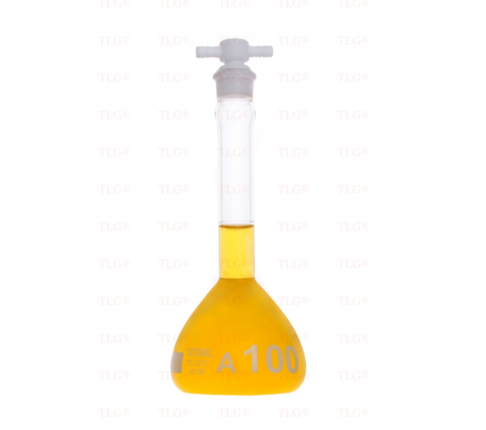 Volumetric Flask, Class A, Wide Mouth, With PTFE Stopper, As Per USP Standards